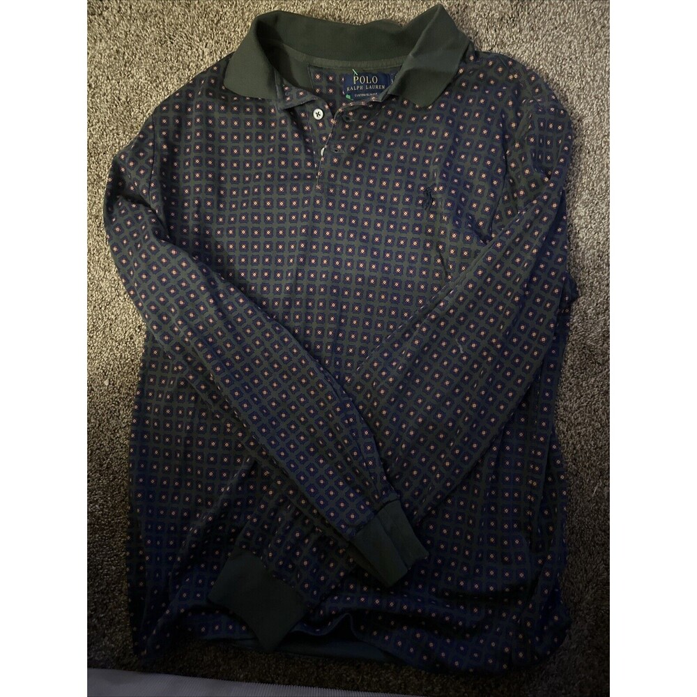 Polo Ralph Lauren Shirt Mens Large Green Custom Slim Fit Pony Preppy